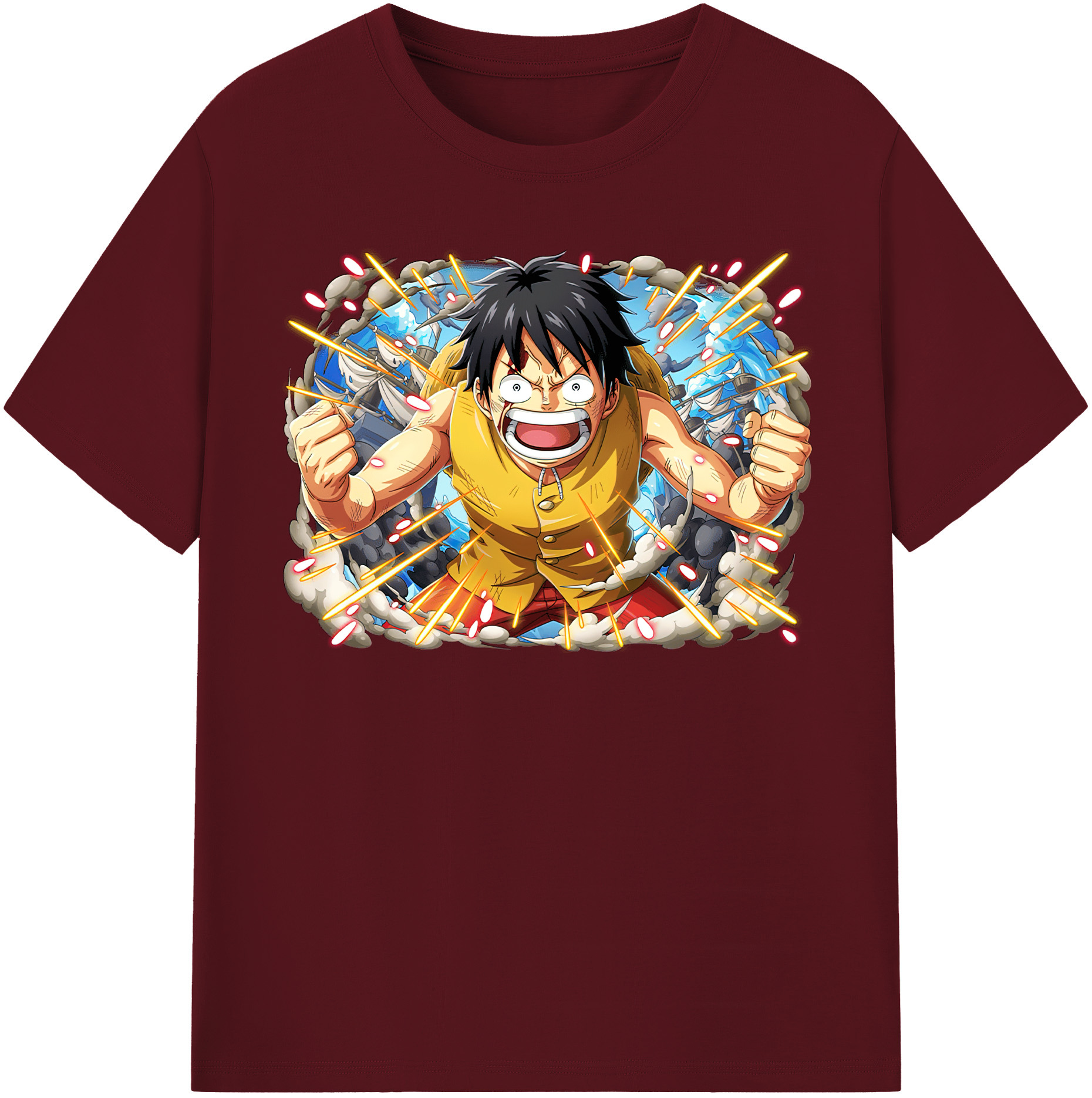 ワンピース モンキー・D・ルフィ ONE PIECE Monkey D. Luffy 綿100％半袖Tシャツ（フロントプリント）